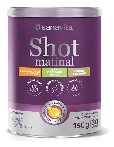 Shot Matinal Sanavita Lata 150g Sabor Limão