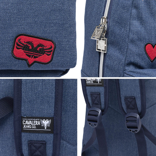 Mochila Bolsa Notebook Feminina Reforçada Faculdade Viagem Cor Azul Desenho Do Tecido Lisa
