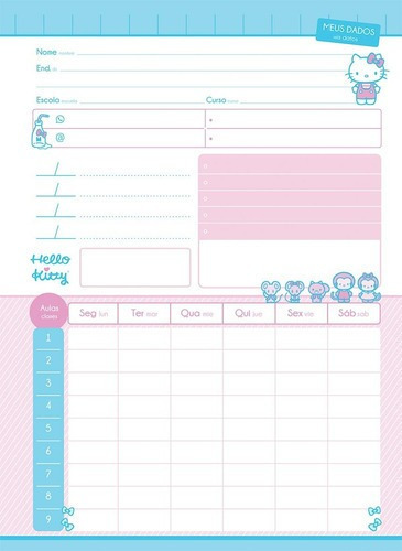 Caderno Espiral Hello Kitty Bonecas Jandaia 1 Matéria 80 Fls Cor Rosa