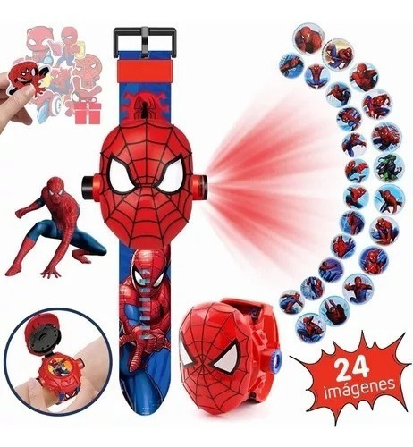 Reloj Proyector Niños 24 Imágenes Spiderman Iron Man Cars 