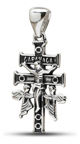 Colgante Cruz De Caravaca Mediana Envejecida, Plata Nacional