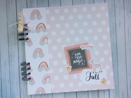 Álbum Bebé Nacimiento Personalizado Scrapbook Mod. Arco Iris