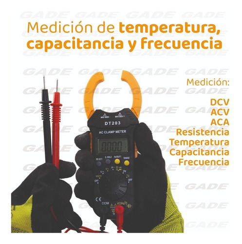 Imagen 5 de 6 de Pinza Amperometrica Dt-203 Compacta Y Completa Capacimetro