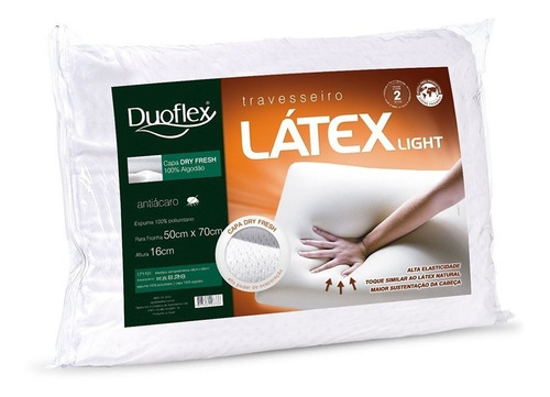 Travesseiro Latex Light Poliuretano 50x70 16 Cm Duoflex
