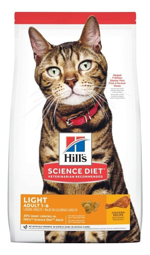 Alimento Hill's Science Diet Light para gato adulto sabor pollo en bolsa de 7lb