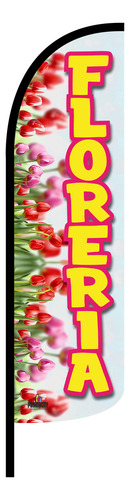 Bandera Publicitaria Florería Tulipanes (4x1 Mts)completa Floreria Tulipanes Blanca