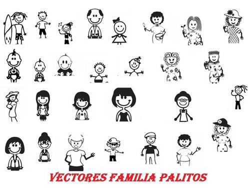 Kit Imprimible Vectores De La Familia Palitos