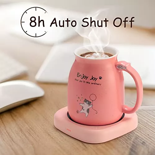 Calienta Tazas Eléctrico + Taza Gato, Para Oficina Y Hogar