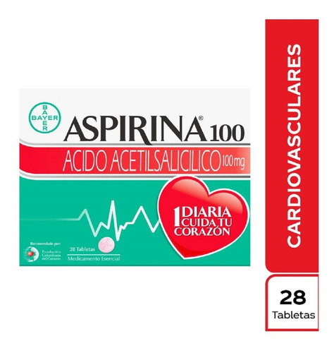 Aspirina 100 Mg X 28 Tabletas - Unidad a $628