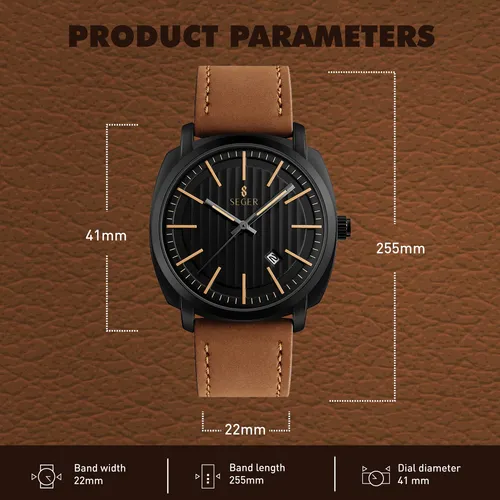 Reloj Minimalista Elegante Seger 9169 Analogico Cuero Fecha Color