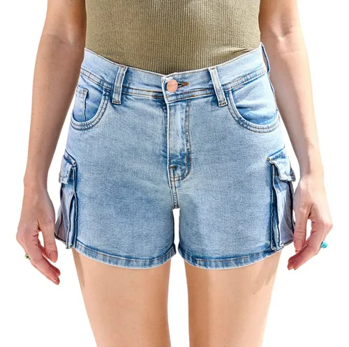 Shorts De Mujer Cargo Elastizado Tiro Alto Temporada Verano