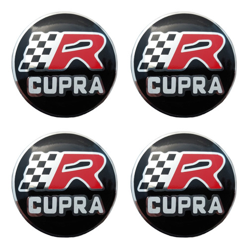 4 Emblemas Troquel Seat- Cupra- R Aluminio 7 Cm Para Pegar