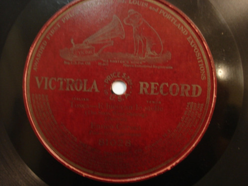 Disco De Pasta De Un Solo Lado Enrico Caruso Victrola Record
