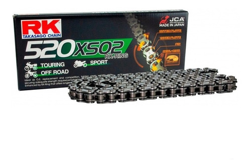 Cadena Rk 520 Xso Con X'ring, Color Gris. Fabricada En Japón