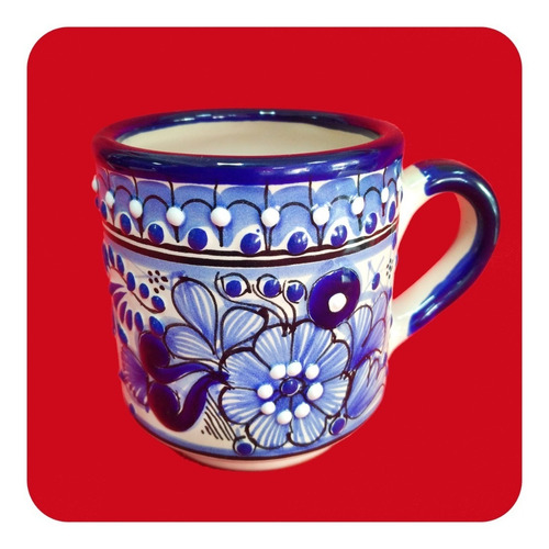 Imagen 7 de 10 de Tarro Taza De Talavera Poblana Azul Grande 500ml. Tz