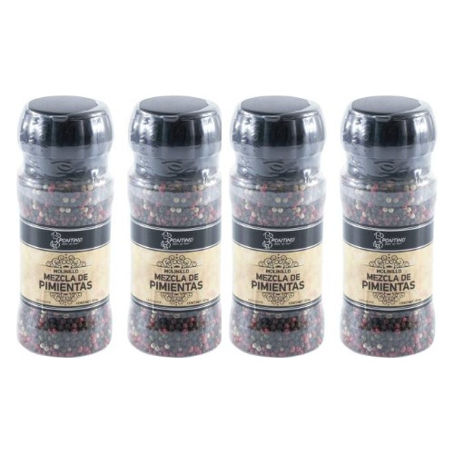 Mezcla De Pimientas Pontino 4 Pimientas 300 G 4 Pzas