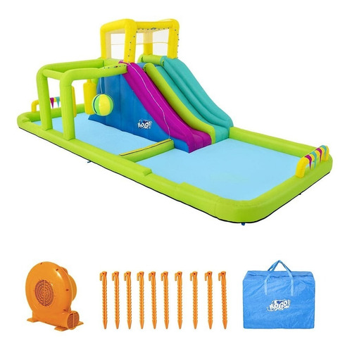 Mega Parque Inflável Aquático 7,10m X 3,10m X 2,65m Bestway Cor Verde 110V