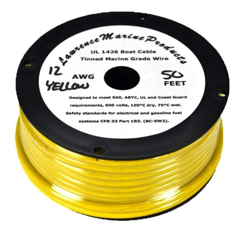 12 Awg Estañado Marino Primario Amarillo 50 Pies