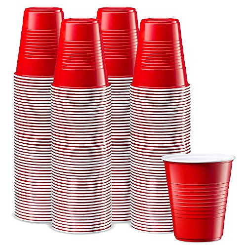 Disposable Party Plastic Cups Red Drinking Cups (12 Oz....