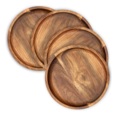 Platos Vajilla Set Madera 4 Piezas 17 Cm Bandeja Com 8268017