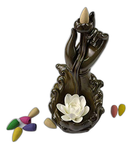 N - N Buddha Hand Lotus Mudra Escultura Estatua Incienso, Qu