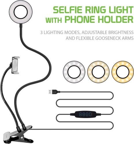 Aro Luz Led Soporte Flexible Para Tiktok - Zoom - Videos