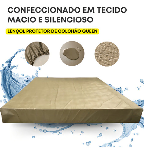 Protetor De Colchão Lençol Queen Capa Protetora Antixixi Não Esquenta Antialérgica Bege