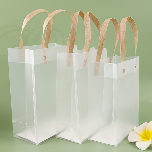 10 Bolsas De Regalo Fiestas Con Asa Transparente De 20 X 15