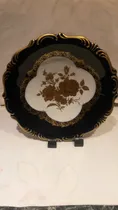 Comprar Plato Porcelana  Alemana Azul  Cobalto Y Filetes  Al  Oro
