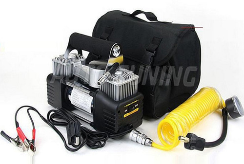 Imagen 1 de 7 de Compresor Doble Piston 12v Metal Auto Camioneta Con Bolso