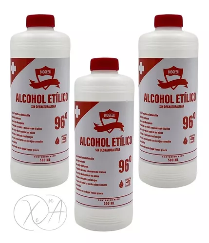 Alcohol Etilico Potable 500 Ml 96° Sin Desnaturalizar X 5 Pz