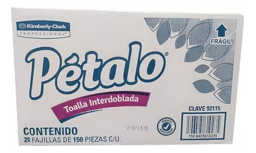 Toallas Interdobladas Petalo 20 Fajillas C/150 Pzs Caja 3000