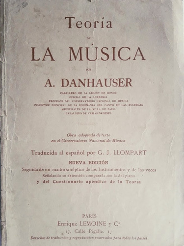  Teoría De La Música - A. Danhauser Año 1932