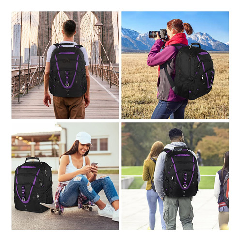 Mochila De Viaje De 18.4 Pulgadas Para Hombres Y Mujeres, 55-60l Extragrande Para Portátil Rfid Antirrobo, Aprobada Por La Tsa, Resistente Al Agua, Universidad, Escuela, Resistente, Con Puerto De