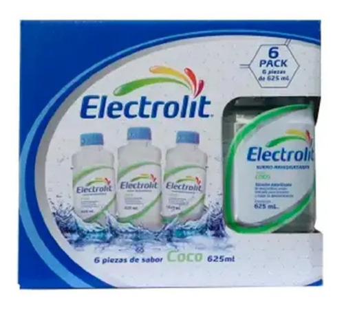 Electrolit Suero Rehidratante Sabor Coco 6 Pzas. 625 Ml C/u