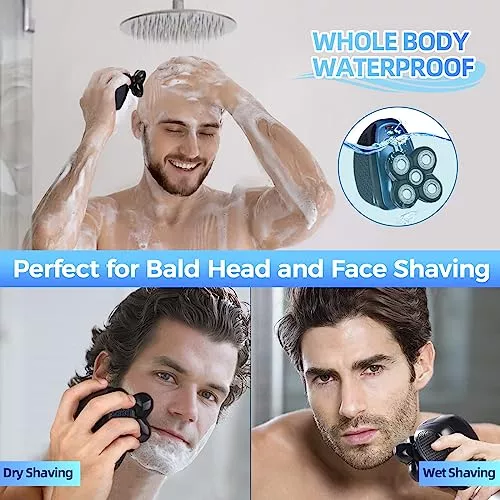 Afeitadora de cabeza para hombres calvos, afeitadoras de cabeza calva 5 en  1 para hombres sin cable, impermeable, húmedo/seco, afeitadora eléctrica de