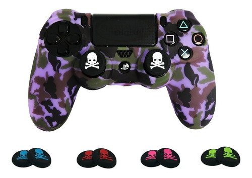 Funda Camuflada Silicona Control Ps4 Joystick + Análogos 