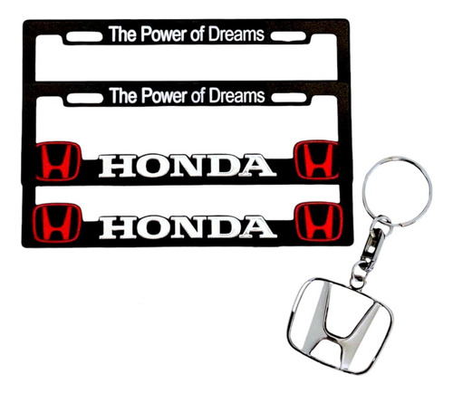 Par De Porta Placas Premium Honda Y Llavero Metálico