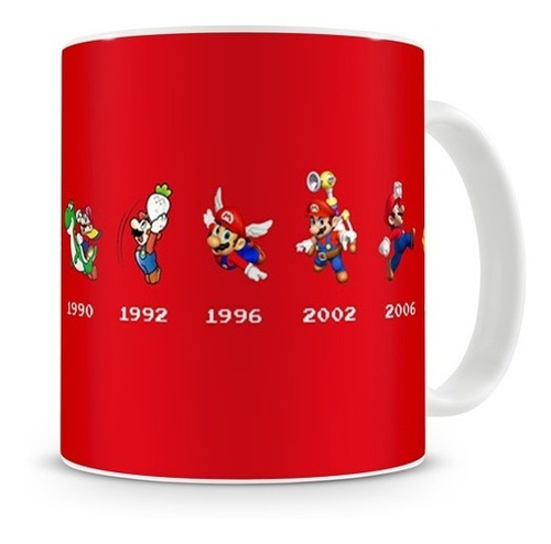 Caneca Mario Bros Linha Do Tempo