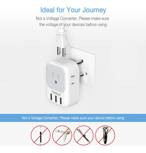 Adaptador India Enchufe, Cargador De Viaje Tipo D 4 Sal...