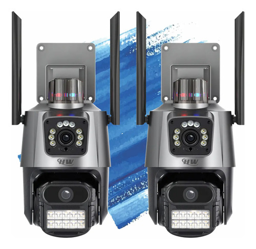 Kit 2 Câmeras De Segurança Hw Ip Wi-fi 6mp Lente Dupla Visão Noturna 355° Detecção De Movimento Com App Icsee
