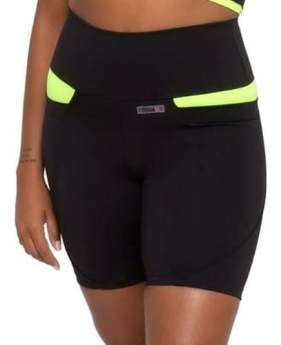 Shorts Basic Verde Neon Fitnez® Com Emana Com 2 Bolsos
