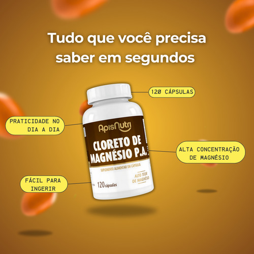 Cloreto De Magnésio Pa Apisnutri 120 Cápsulas Pote
