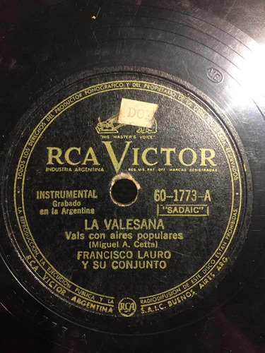 Disco De Pasta 78 Victor 60-1773 Francisco Lauro