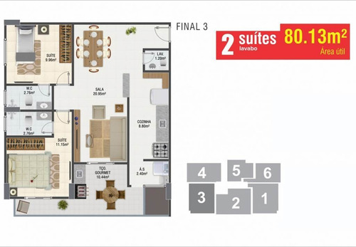 Imagem 4 de 8 de Apartamento, 2 Dorms Com 80.13 M² - Forte - Praia Grande - Ref.: Sma8 - Sma8