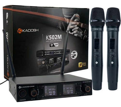 Microfone Sem Fio Duplo Kadosh K502m Bateria Recarregável
