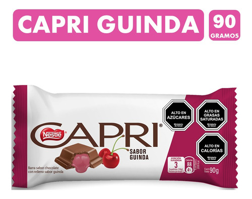 Capri Guinda - Chocolate Relleno Sabor Guinda (tableta 90gr)