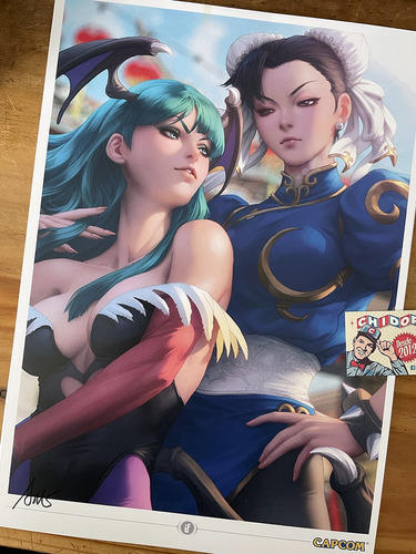 Print - Artgerm - Street Fighter Chun Li Morrigan Firma Sexy