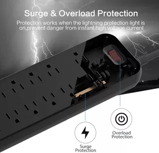 Power Strip, Mksense Surge Protector With 12 Outlets 4 Usb