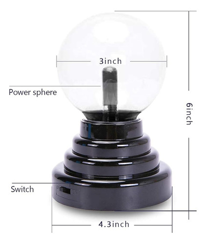 Lampara Bola Plasma Mesa Cristal Sensor 3 Pulgadas
